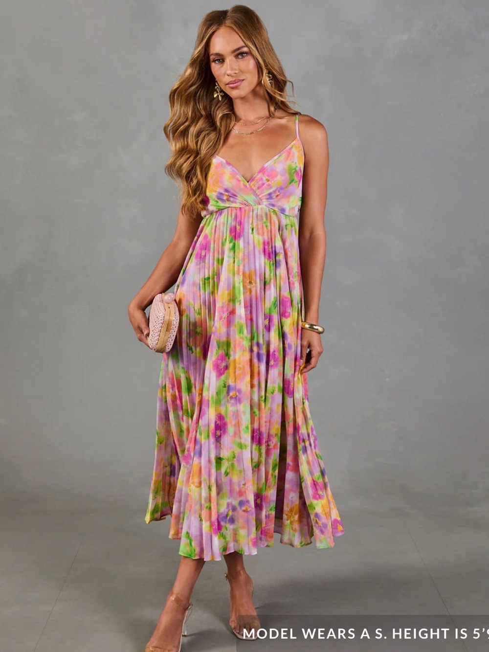 Vici Pink Floral Spaghetti-Strap Maxi Dress